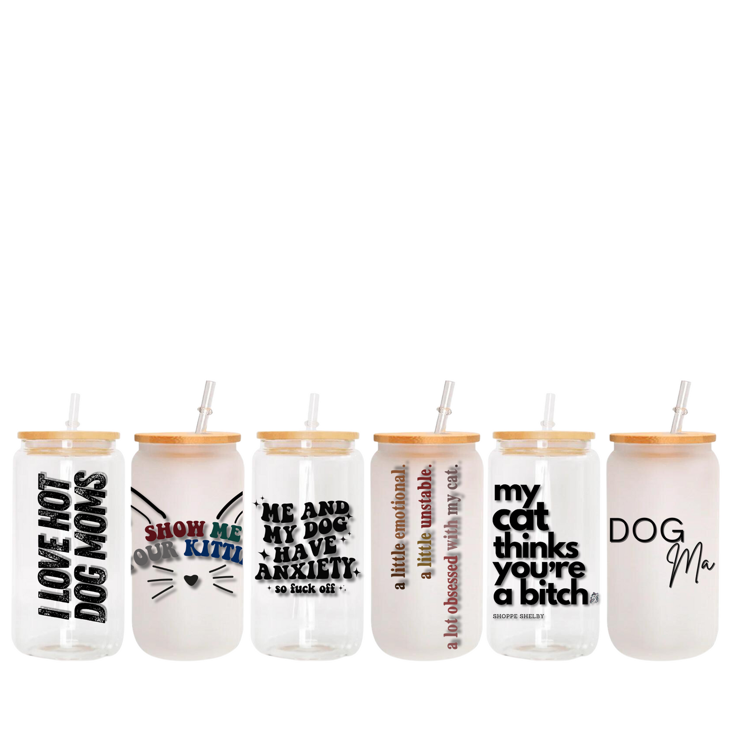 16 oz. Bamboo Lid Glasses