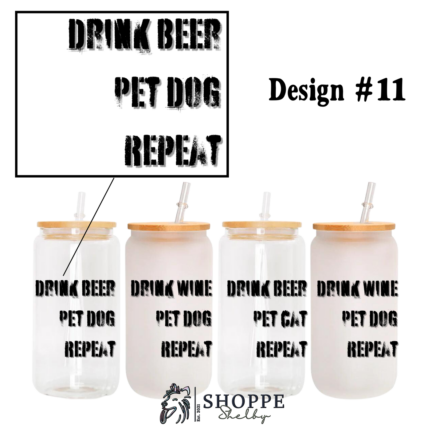16 oz. Bamboo Lid Glasses