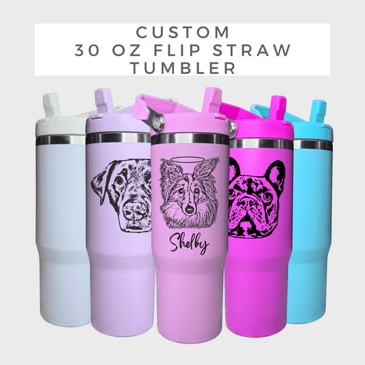 Custom Pet 30oz Flip Straw Tumbler