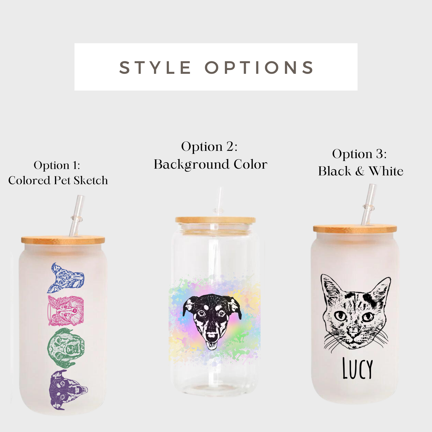 Custom Pet Bamboo Lid Glass