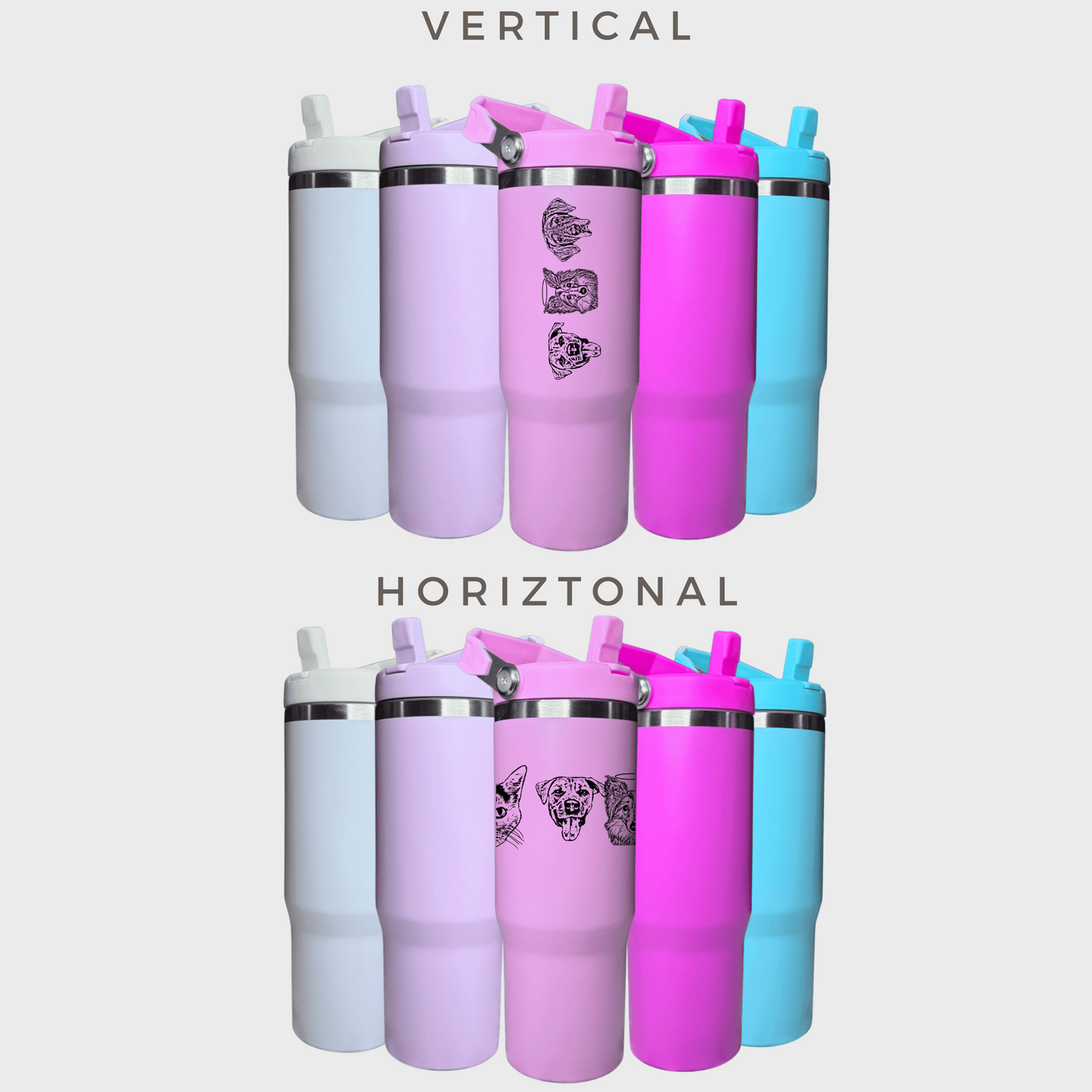 Custom Pet 30oz Flip Straw Tumbler
