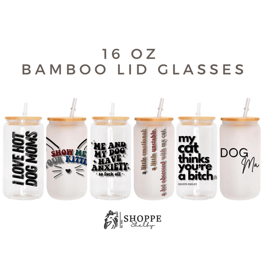 16 oz. Bamboo Lid Glasses